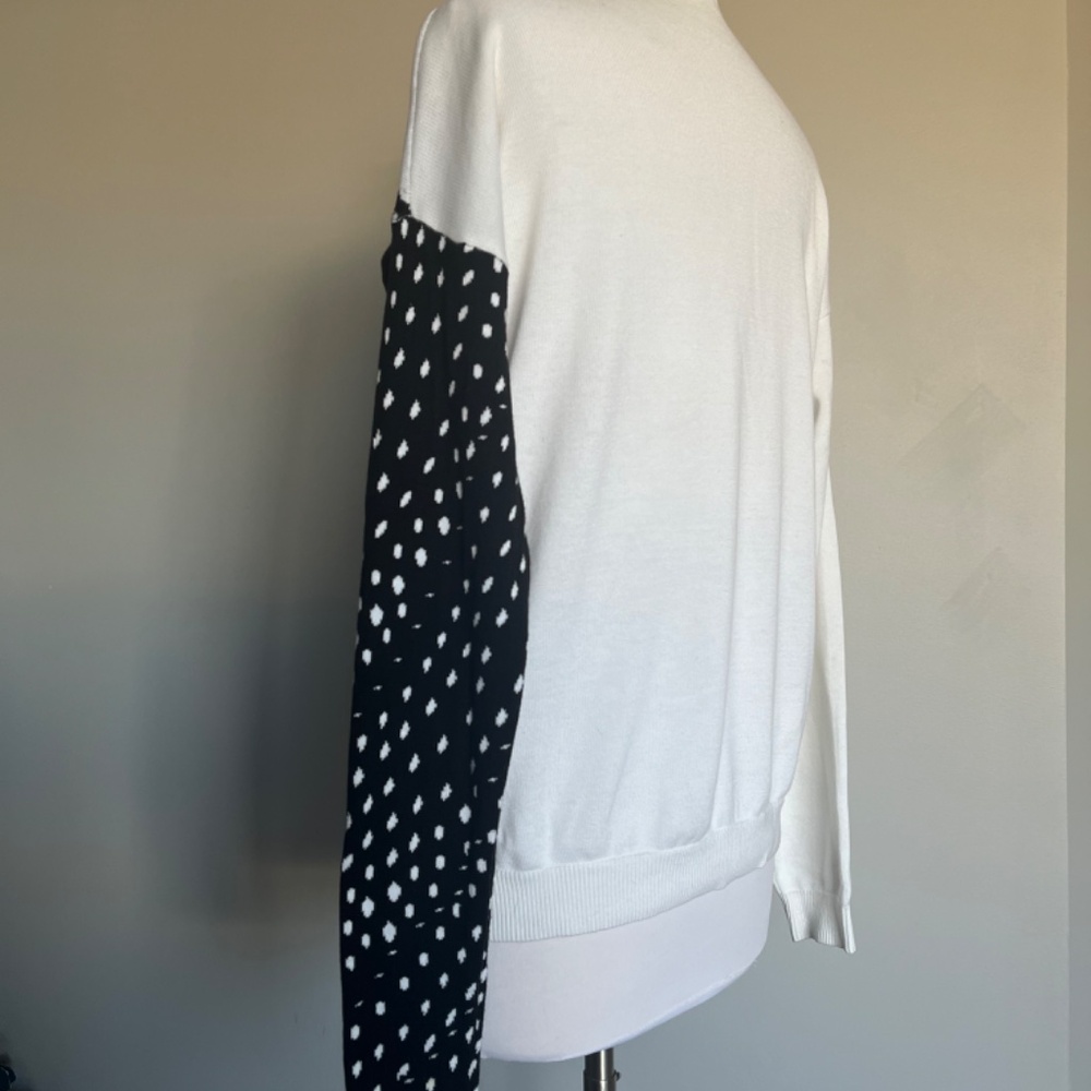 TIBI Rare Armadillo Intarsia White Relaxed Casual Pullover Sweater Top - Picture 5 of 10